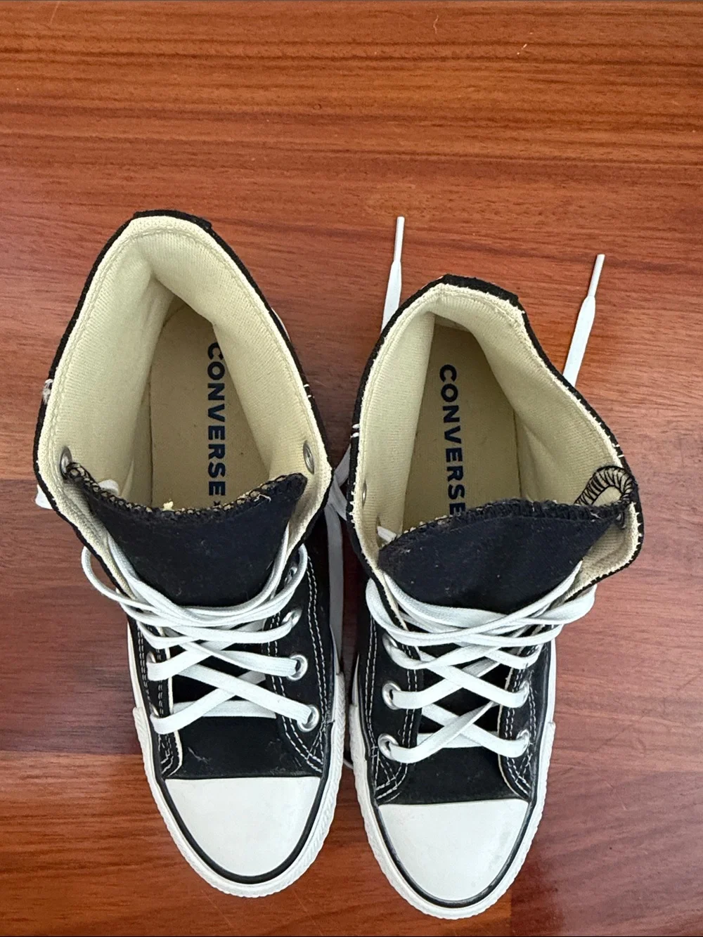 Converse Black and White High Top Sneakers - Picture 3 of 5